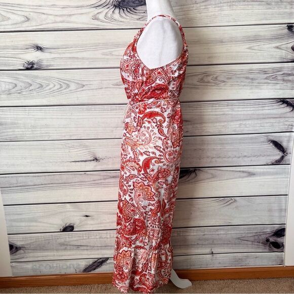 Lucky Brand Red & White Paisley Patterned Maxi Dress - Picture 6 of 9
